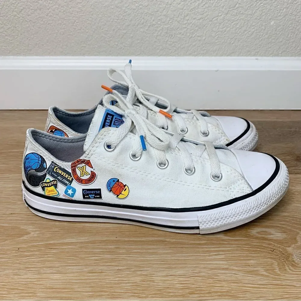 Converse Chuck Taylor Kids Size 3 All Star Logo White Canvas Low Top Sneakers